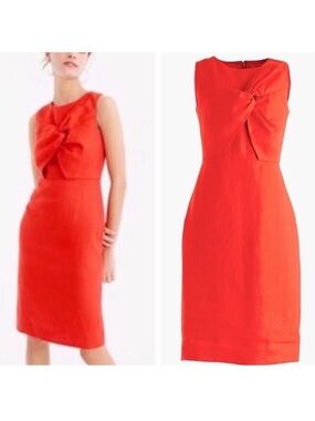 J. Crew 100% Linen Sleeveless Twist-Front Sheath Dress Women 8P Preppy Old Money